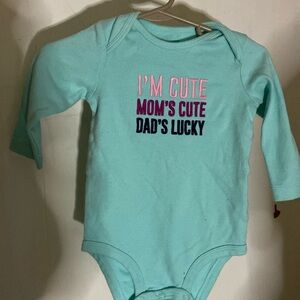Carter’s 9 mths NWOT turquoise onesie long sleeves